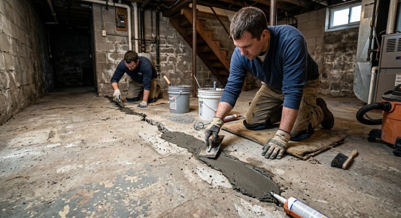 Cracked Basement Floor Repair in Easton, MD