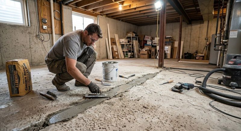 Cracked Basement Floor Repair in Easton, MD